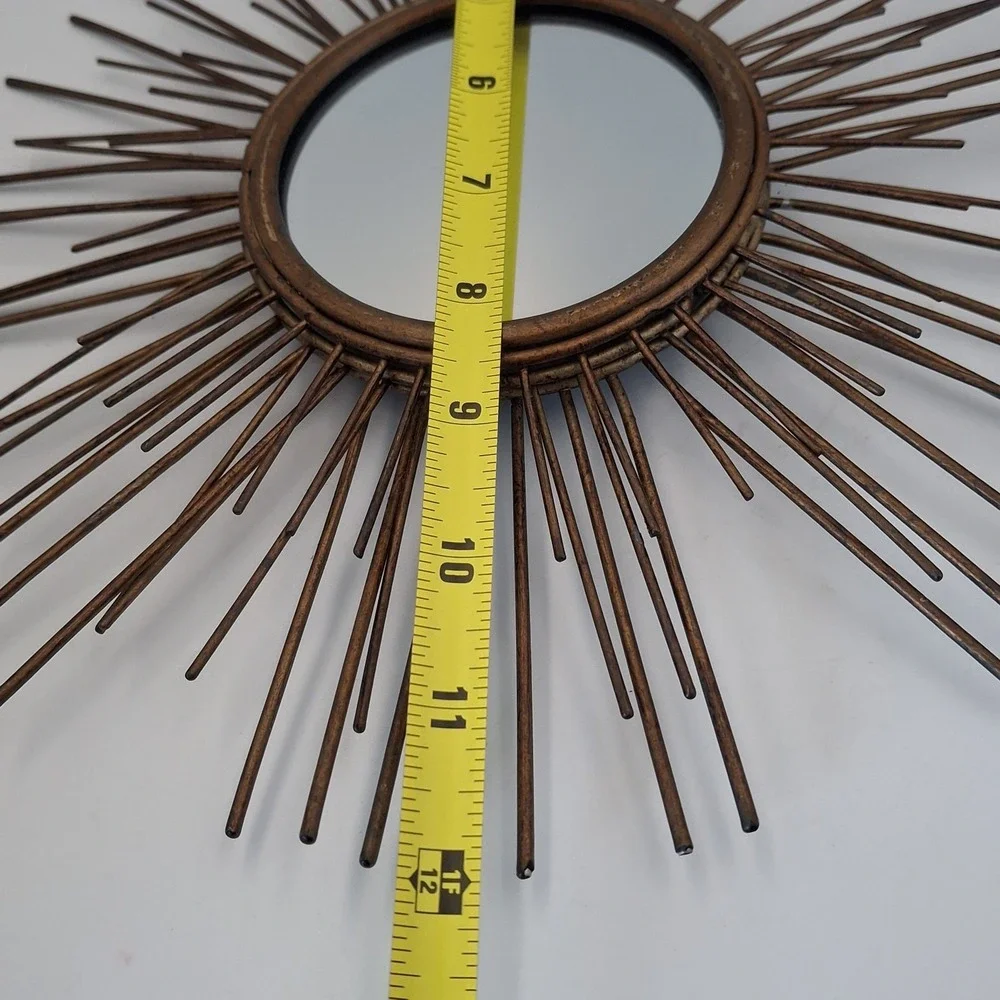 MCM Metal Sunburst Wall Mirror 12 In Round Starburst Wire Celestial Boho Decor